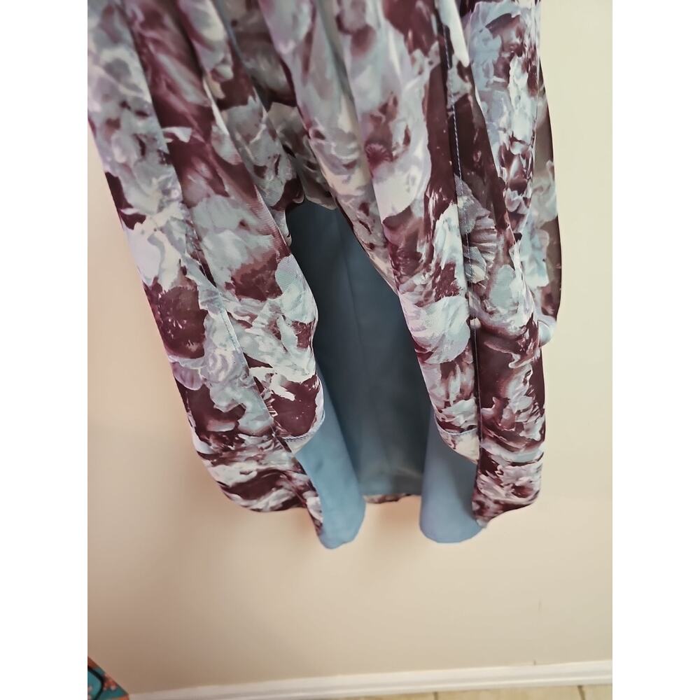 BCBGeneration Dress, Size XS | Trapeze, Lined, Floral Green Purple w Lace - Picture 6 of 7